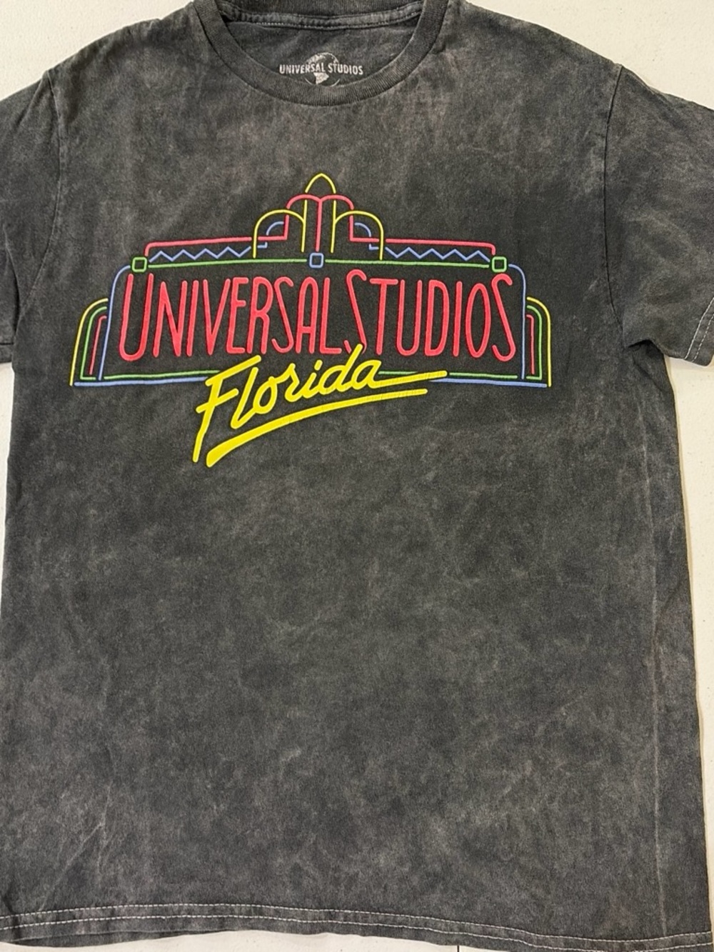 Universal Black Short Sleeve Tee with Neon Florida Graphic